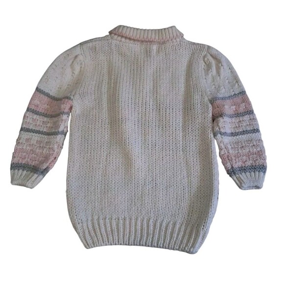 Vintage Margules Hand Knit Sweater Women's Medium Cream Pink Grannycore‎ Grandma - Picture 3 of 12